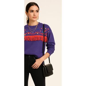 Color Club Vintage Funky Long Sleeve Top - Women's Size Small Retro Style